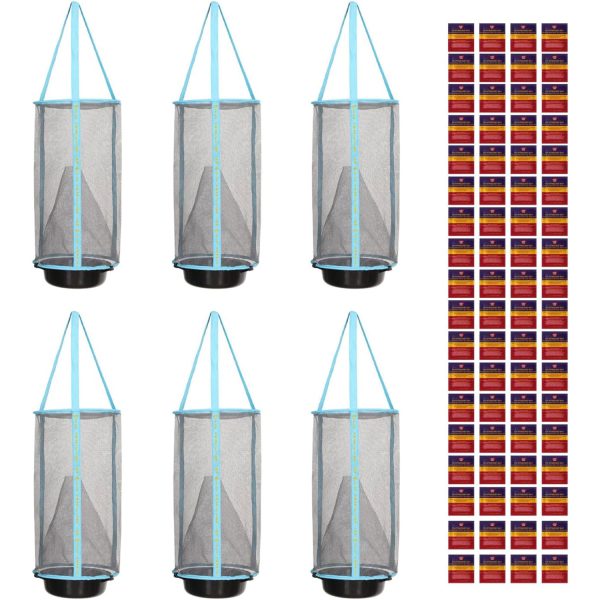 6 Flies Inn LITE Fly Cage Ranch Fly Traps with 72 Flies Inn Fly Bait Refill, Low Odor, Reusable, Built to Last for Years