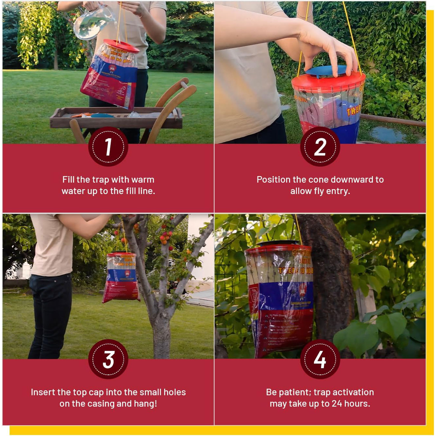 Flies Inn EZ Fly Cage Trap With Attractant - Low Odor Reusable Fly Catcher
